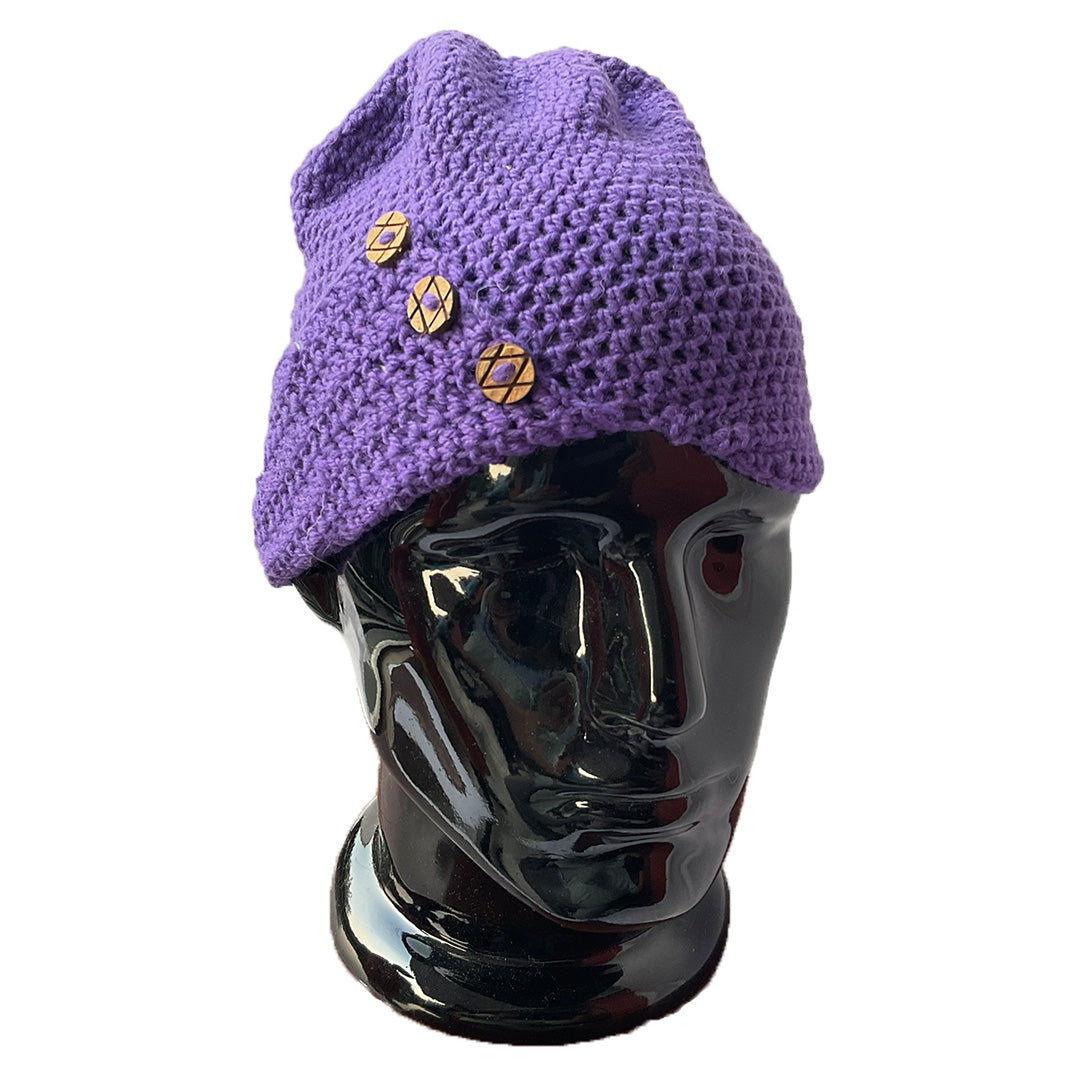 Crochet Women Cap | 100% Wool | Purple