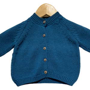 Blue Cardigan for Baby | 100% Organic Cotton-Silk - Mojopanda Organic Store