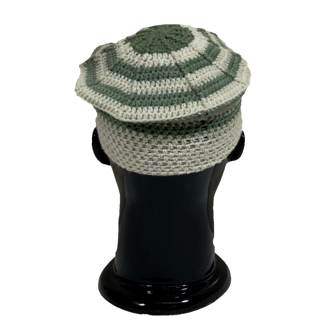 Wool Cap | Crochet | 100% Wool | Unisex | White & Grey