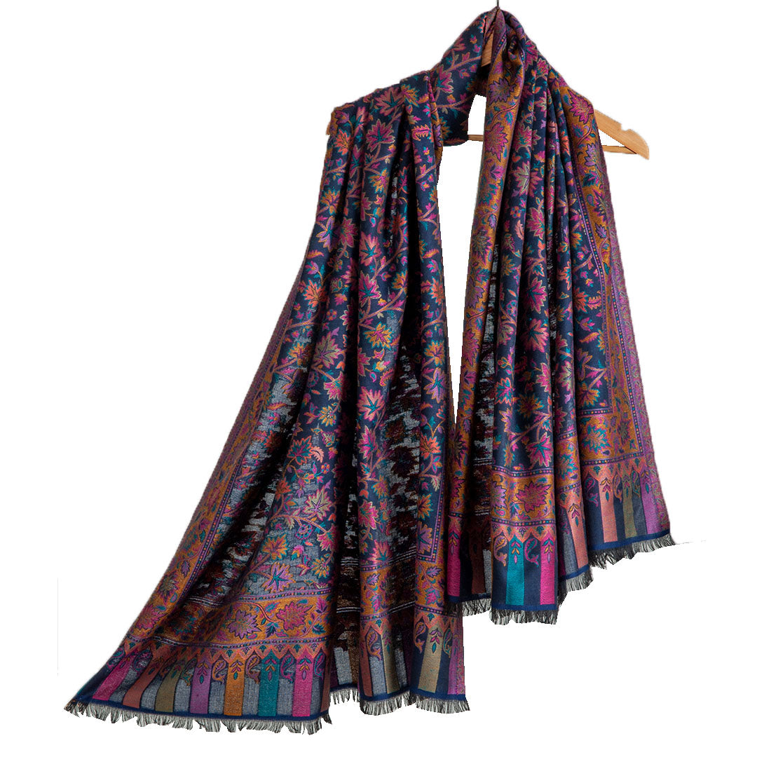 Woolen Stoles & Shawls | Floral Motif | Pink & Multi | 100x210 CM |