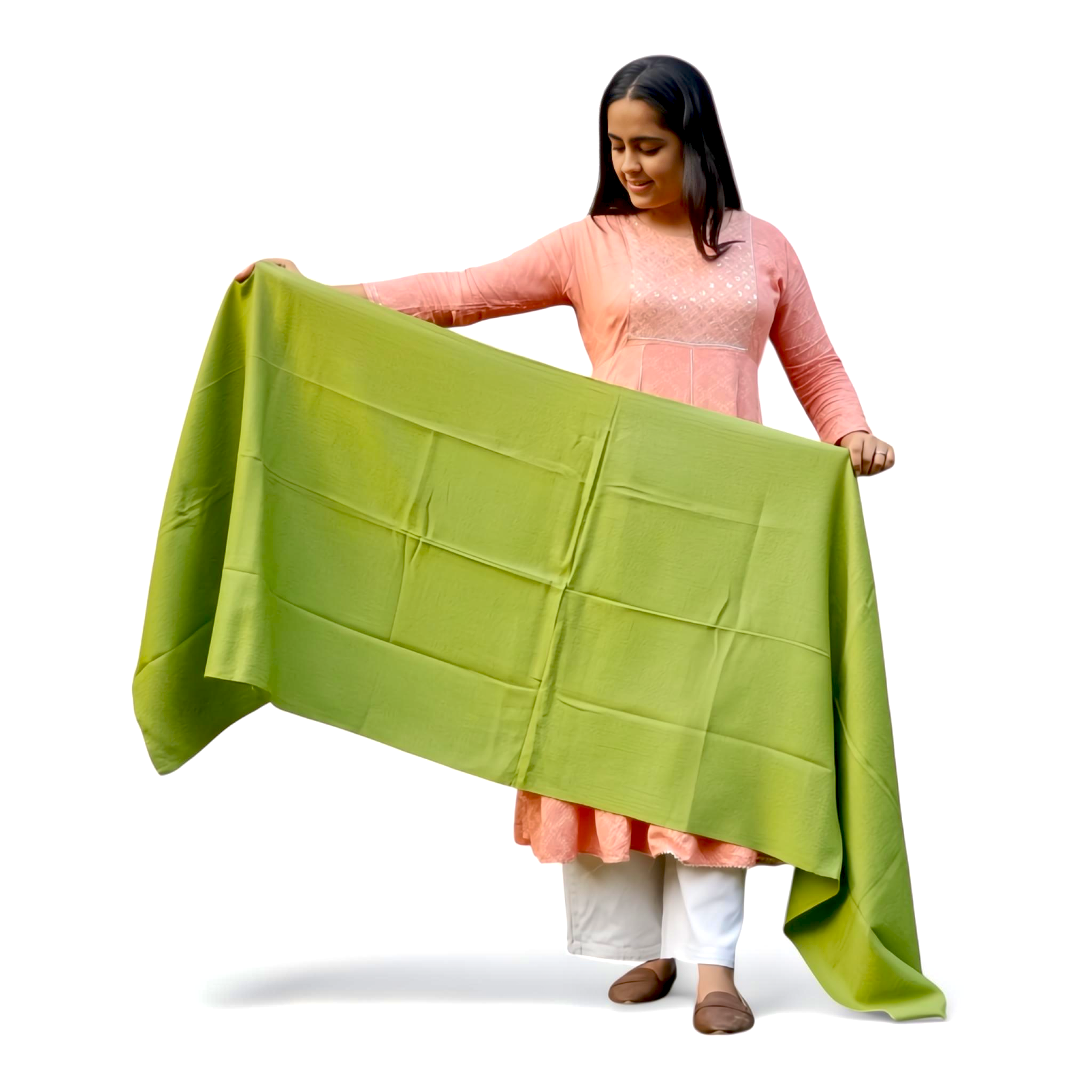 Solid Green Woolen Stole | Soft & Warm | Minimal Classic Design