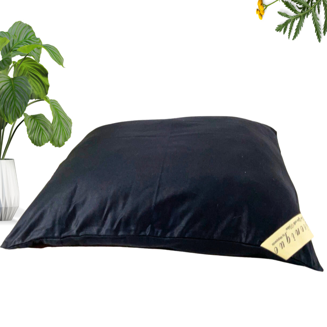 Pillow with cover | Bamboo fabric | Black | Wool infill