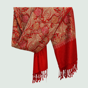 Odhni Floral Motif - Embroidered - Multi color | Stoles & Shawls - Front View