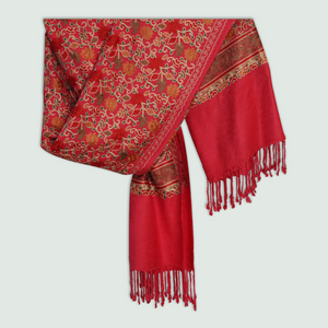 Odhni Floral Motif - Embroidered - Multi color | Stoles & Shawls - Front View
