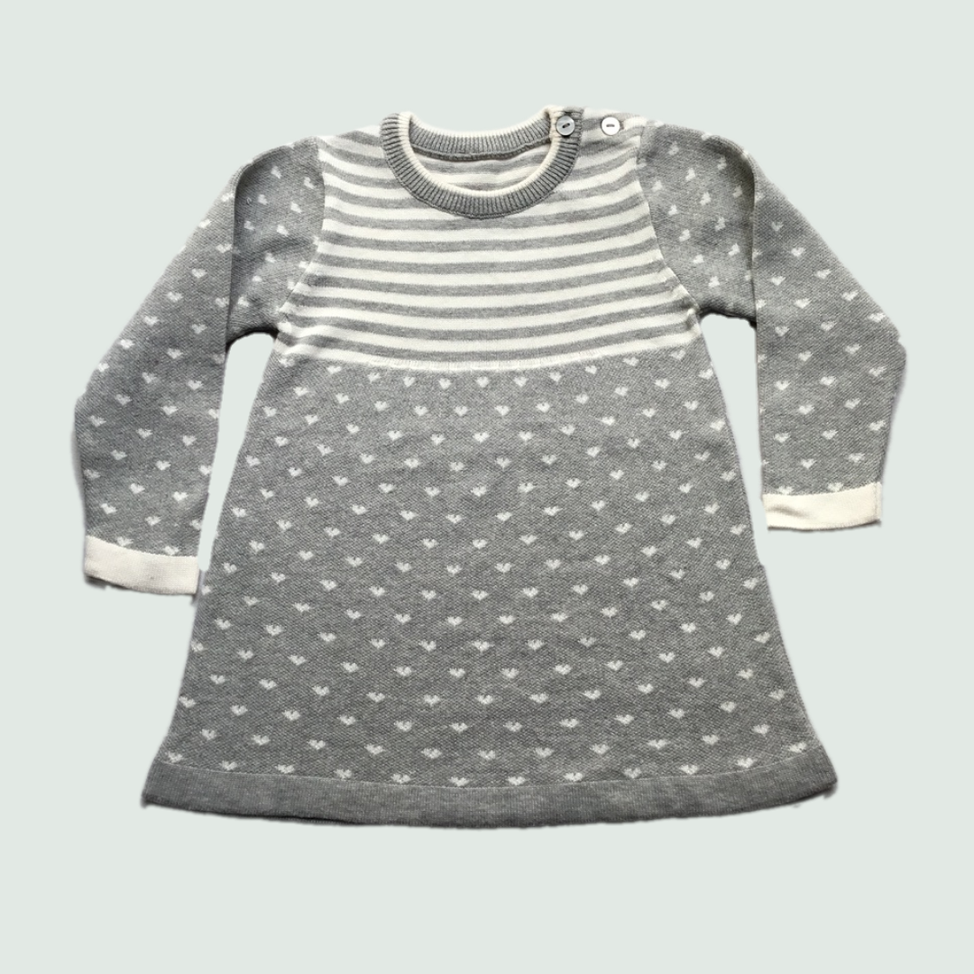 White Hearts Baby Frock - Front View