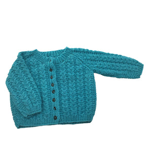Cardigan Easter Blue | for Girl and Baby Boy 100% Organic Wool | Size-18 Month
