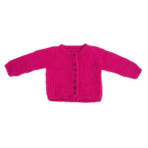 Cardigan Fuchsia Fedora | 100% Organic Wool | For Women | Size- 12 Month