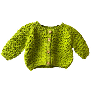 Cardigan Wattle | For Girl & baby Boys | 100% Organic Wool | Size-1 - 12 month