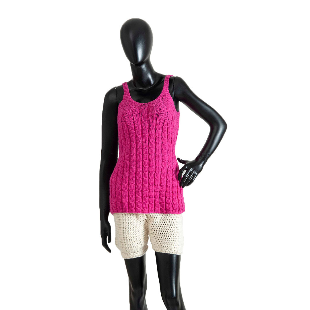 Organic Wool | Tank Top | Fuchsia Fedora