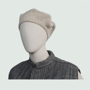 Woolen Nehru Jacket - Black & White - Front View