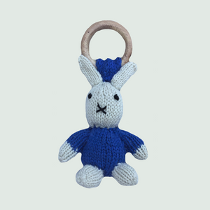 Bunny Ring Rattler | Hand Knit | Stuffed/Plush/Soft Toy | 100% Organic | Health-Pro