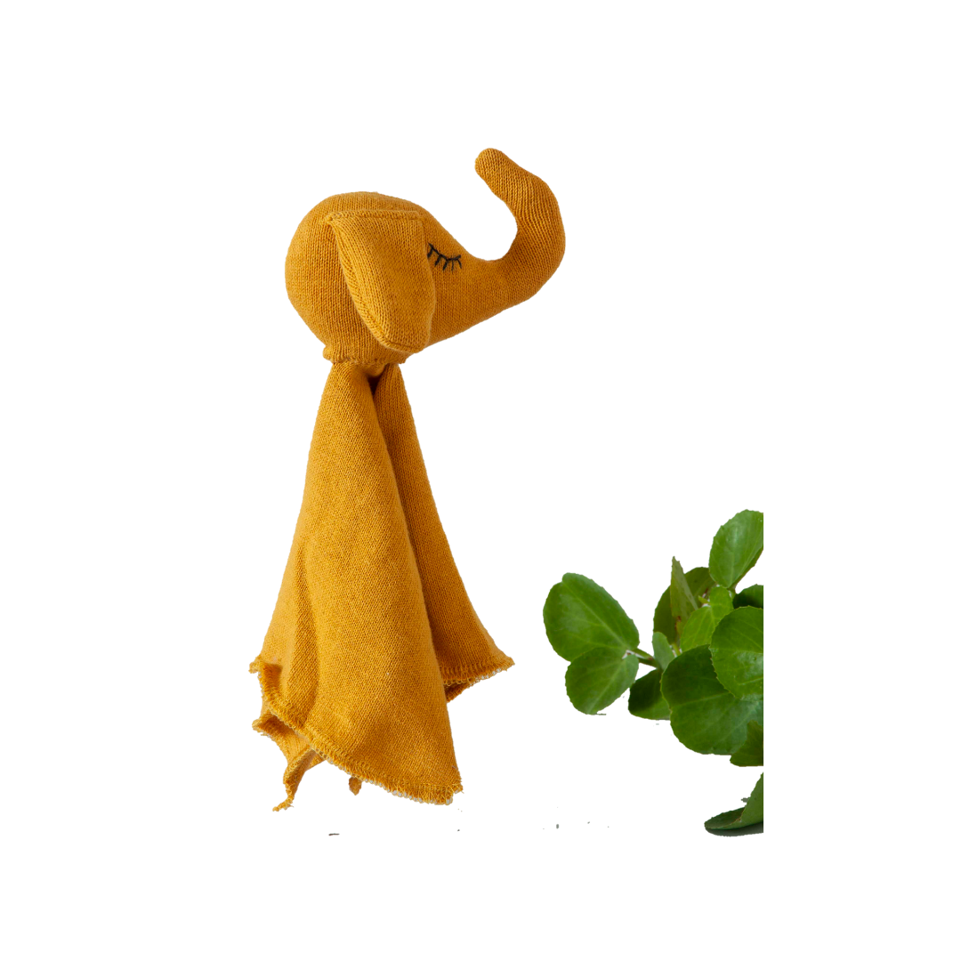 Elephant Comforter Mustard Stuffed Baby/Plush/Soft Toy | 100% Organic cotton