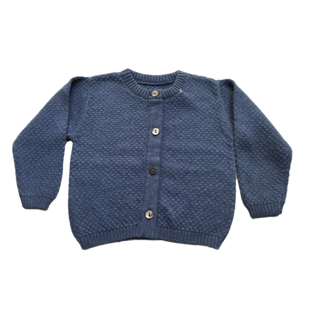 Blue Cardigan for Baby | 100% Organic Cotton-Silk - Mojopanda Organic Store