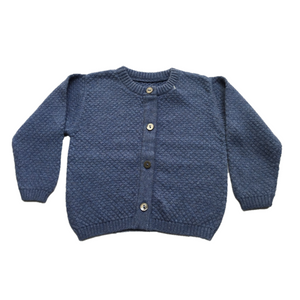 Blue Cardigan for Baby | 100% Organic Cotton-Silk - Mojopanda Organic Store