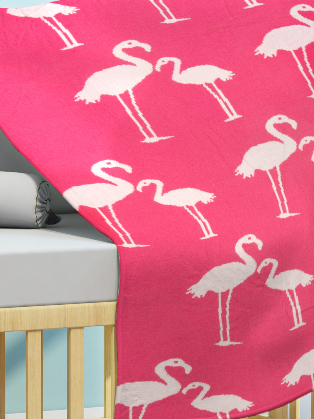 Flamingo Pink Knitted AC Blanket/Quilt for baby | 100% Cotton