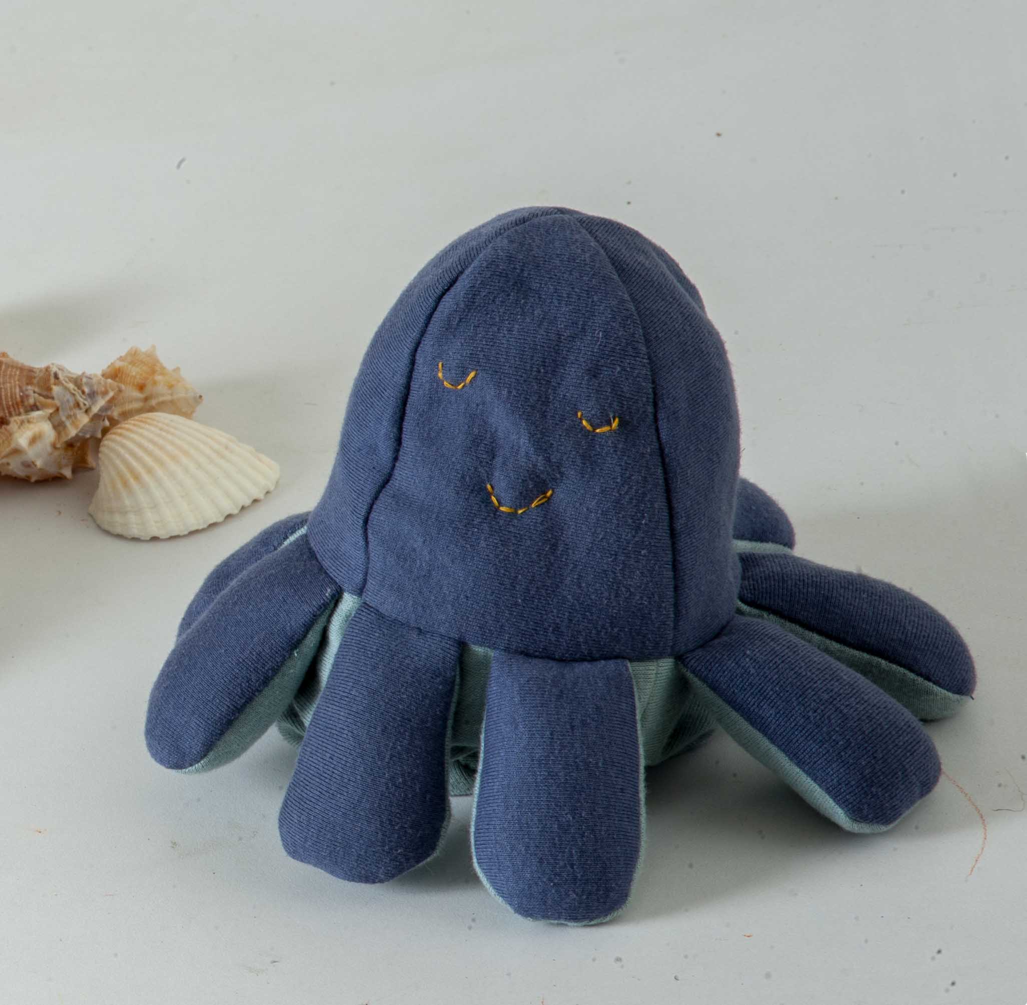 Octopus Knitted Dark Blue & Light Green Stuffed/Plush/Soft Toy | 100% Premium Cotton