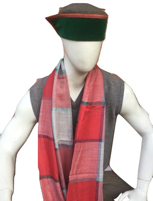 Red Check Stole for Men | 100% Organic Wool - Mojopanda Organic Store
