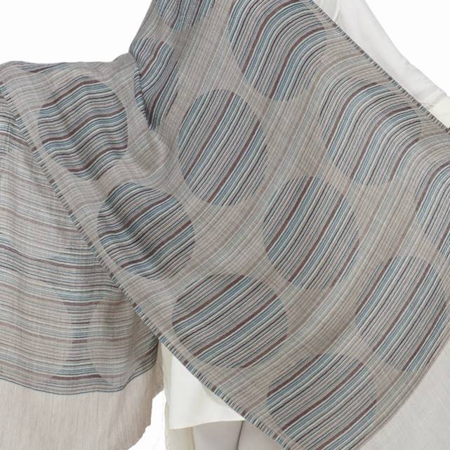 Retro Circles Stole/Shawl | 100% Wool-Silk - Mojopanda Organic Store