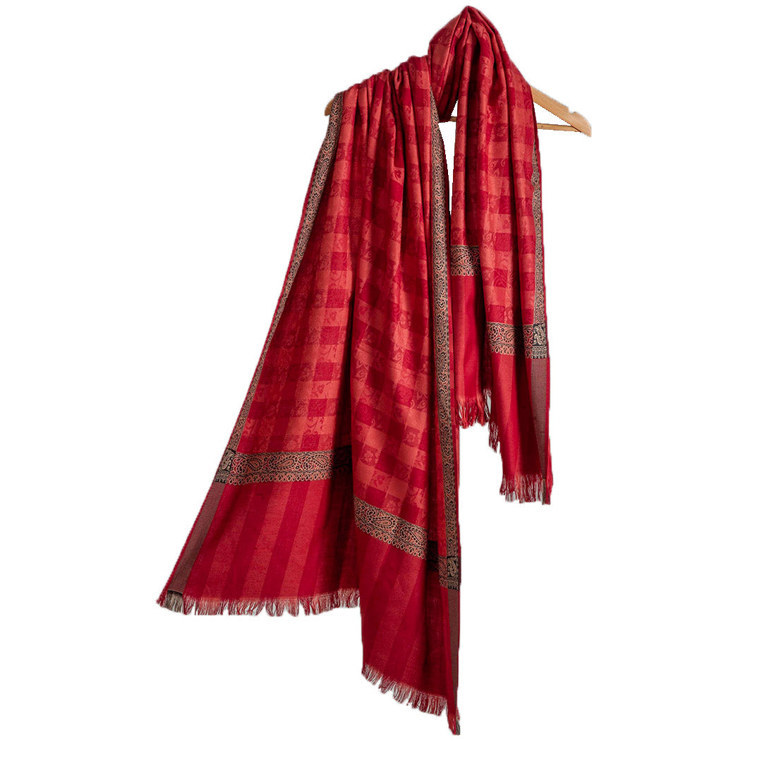 Woolen Stoles & Shawls | Red & Multi | 100x200 CM |