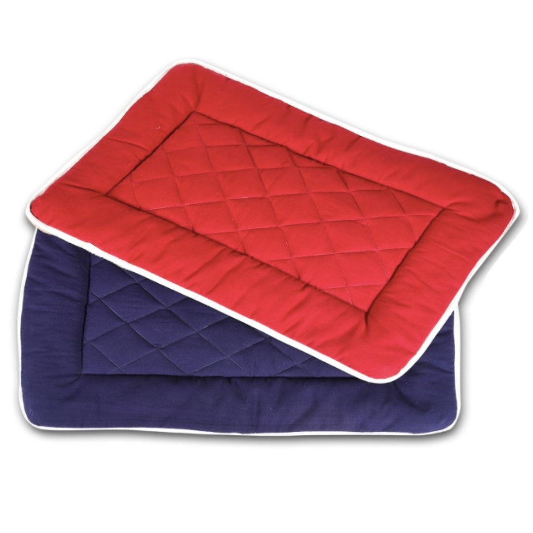 EcoNest Luxe Dog Mattress Maroon & Navy Organic Cotton Canvas