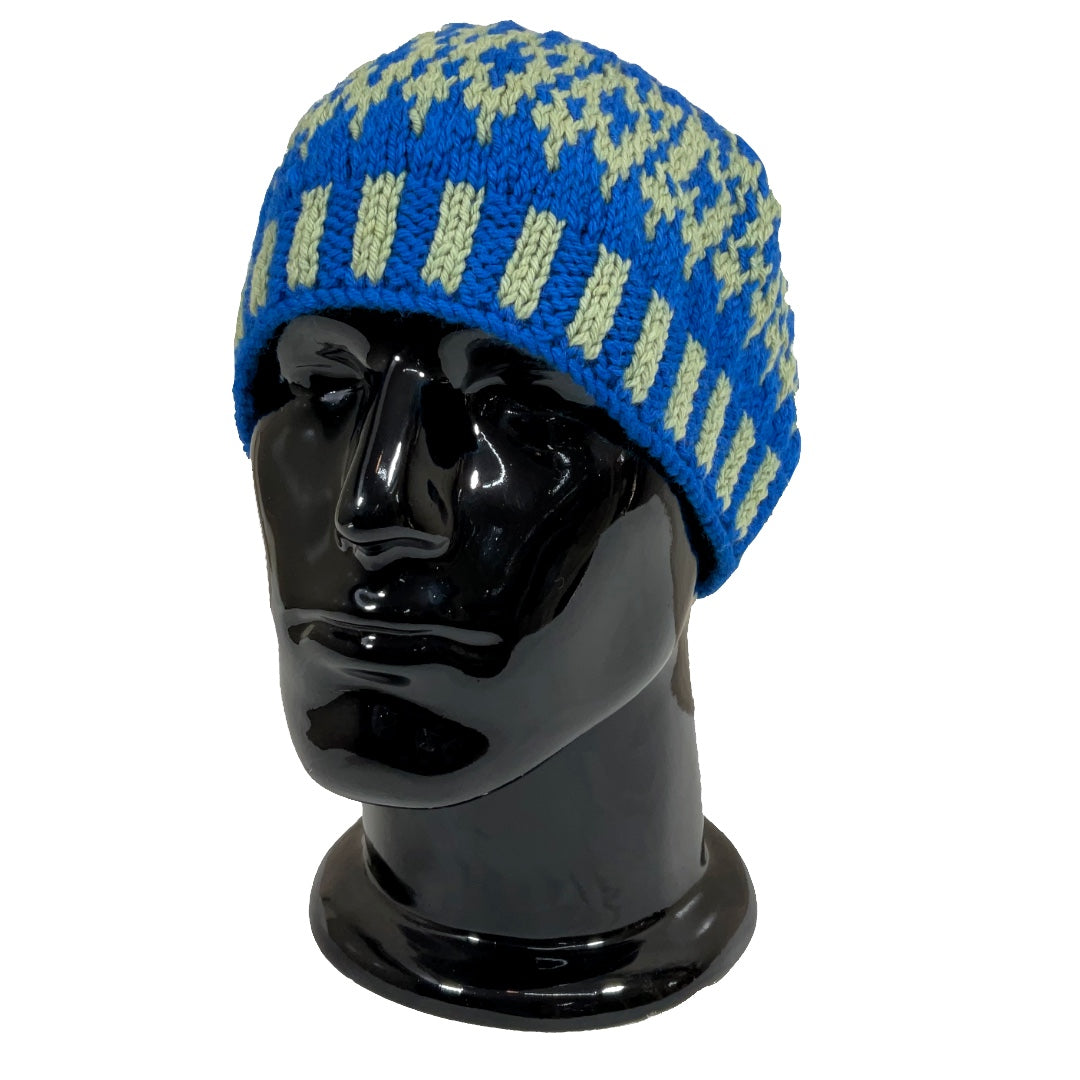 Wool Cap | Unisex | 100% Wool | Leafy Green & Mid Blue