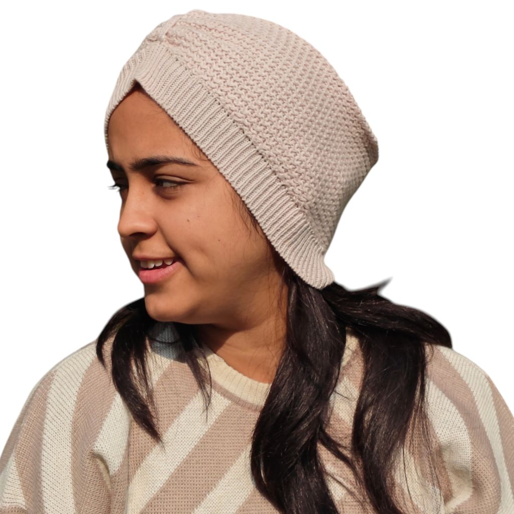 100% Wool Rib Knit Winter bandana – Natural |
