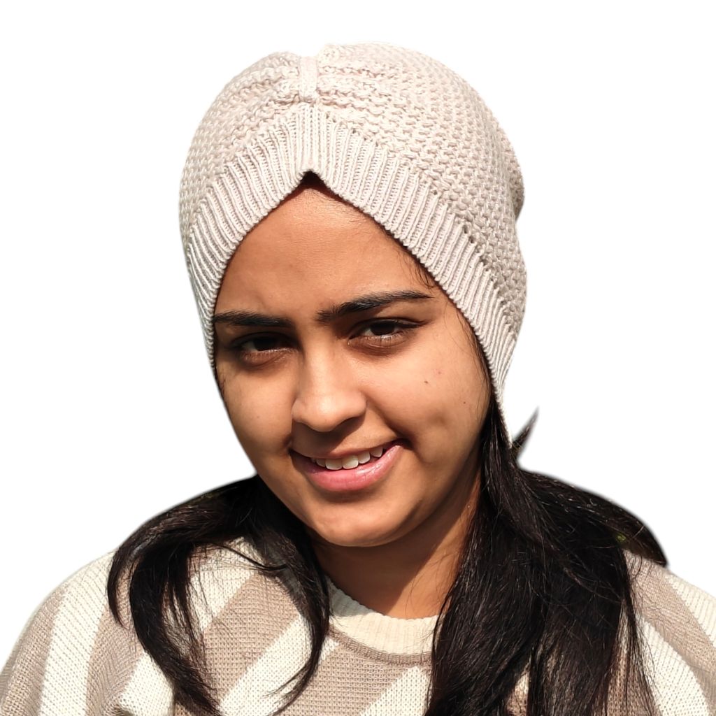 100% Wool Rib Knit Winter bandana – Natural |