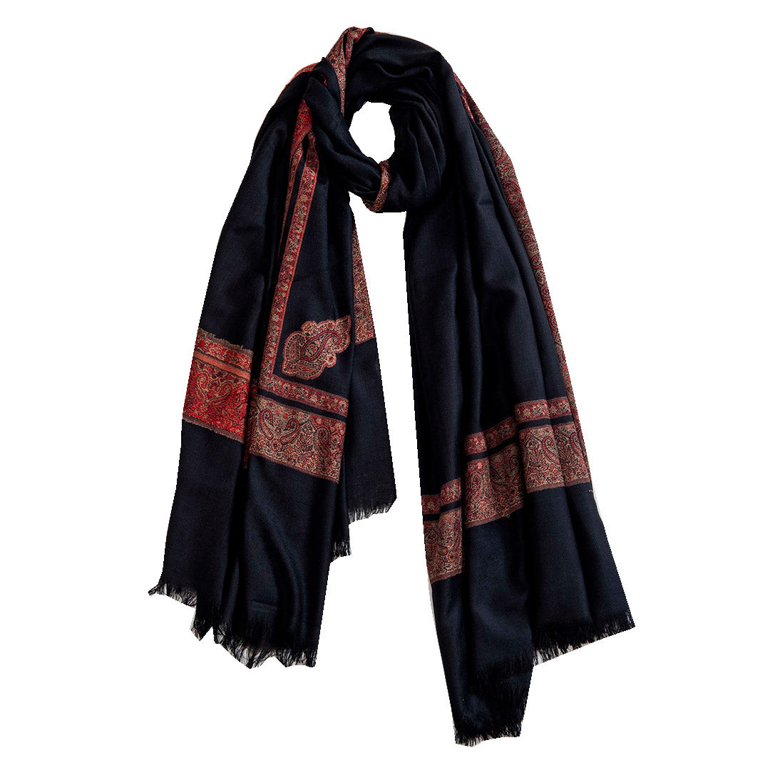 Woolen Stoles & Shawls | Black & Multi | 70x200 CM |