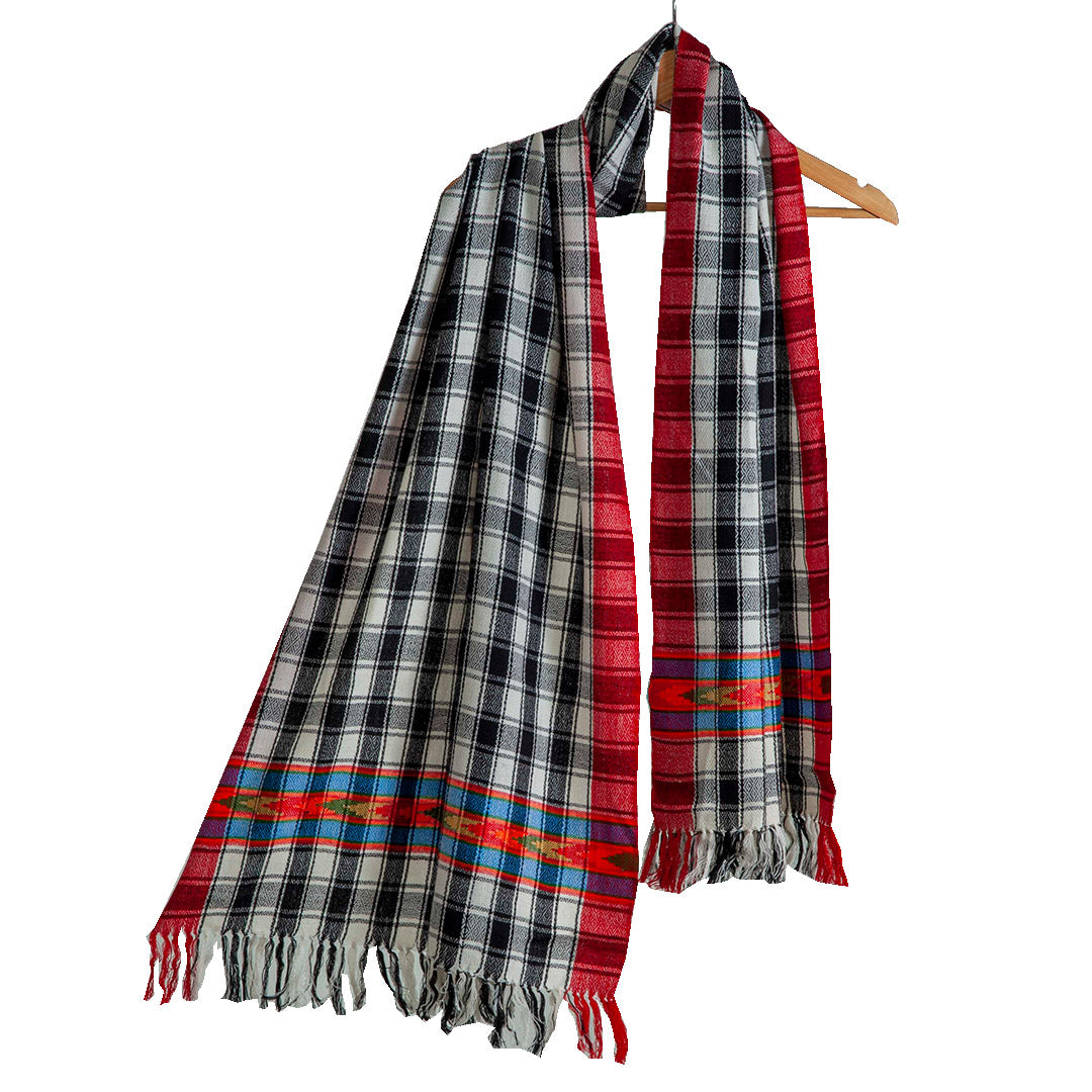 Woolen Stoles & Shawls|  Check design  | Black & Multi | 70x200 CM |