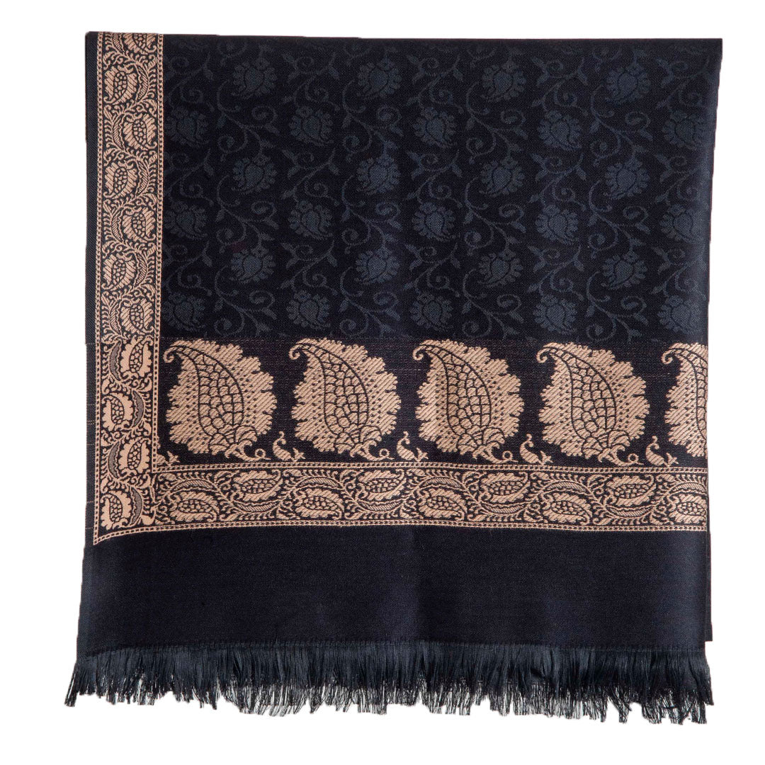 Woolen Stoles & Shawls | Black & natural | 100x210 CM |