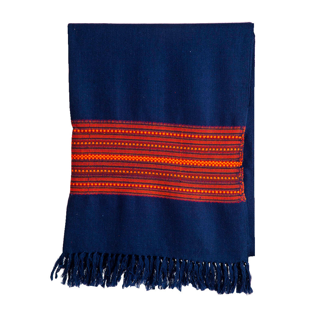 Woole Stoles & Shawls |Navy & Multi | 80x200CM |