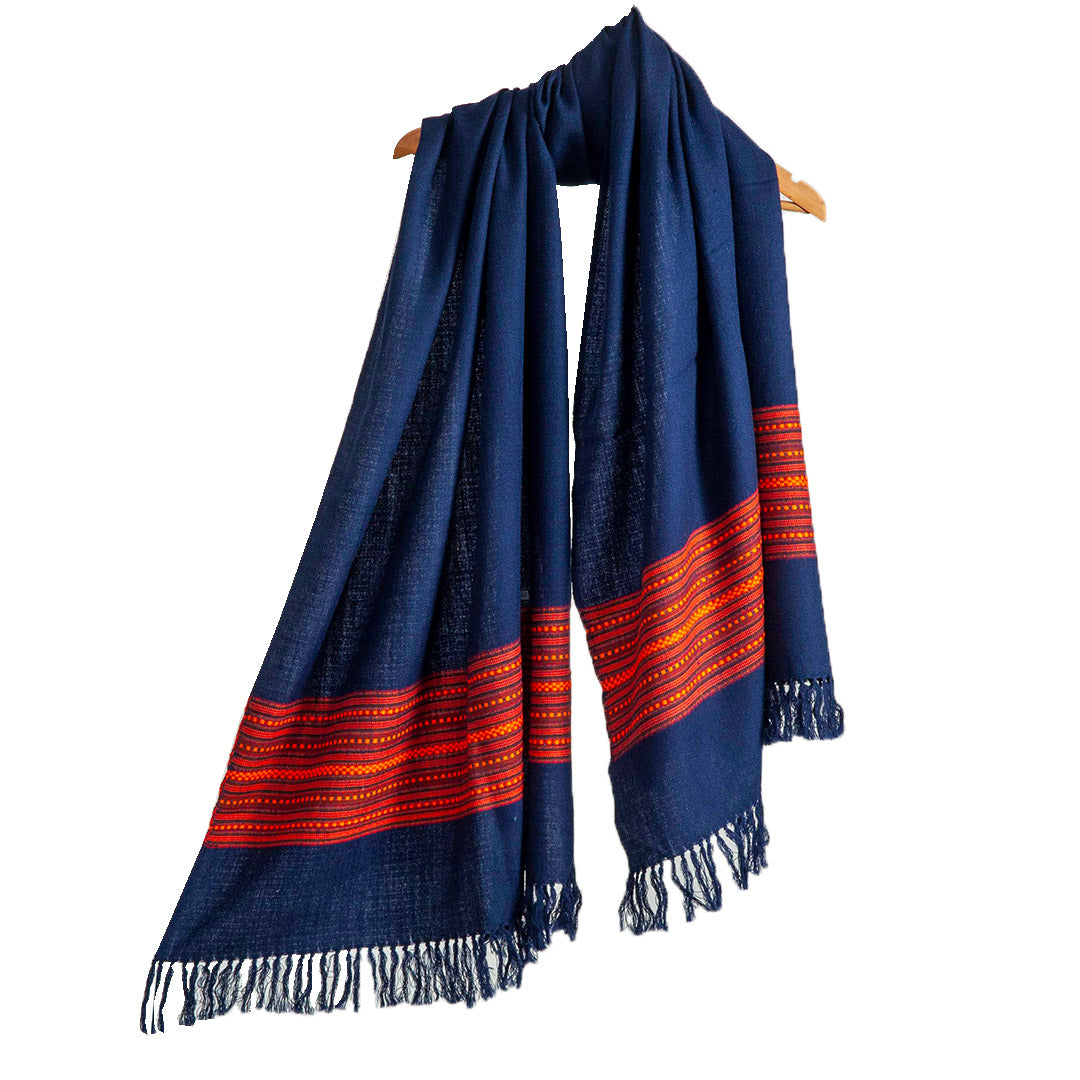 Woole Stoles & Shawls |Navy & Multi | 80x200CM |
