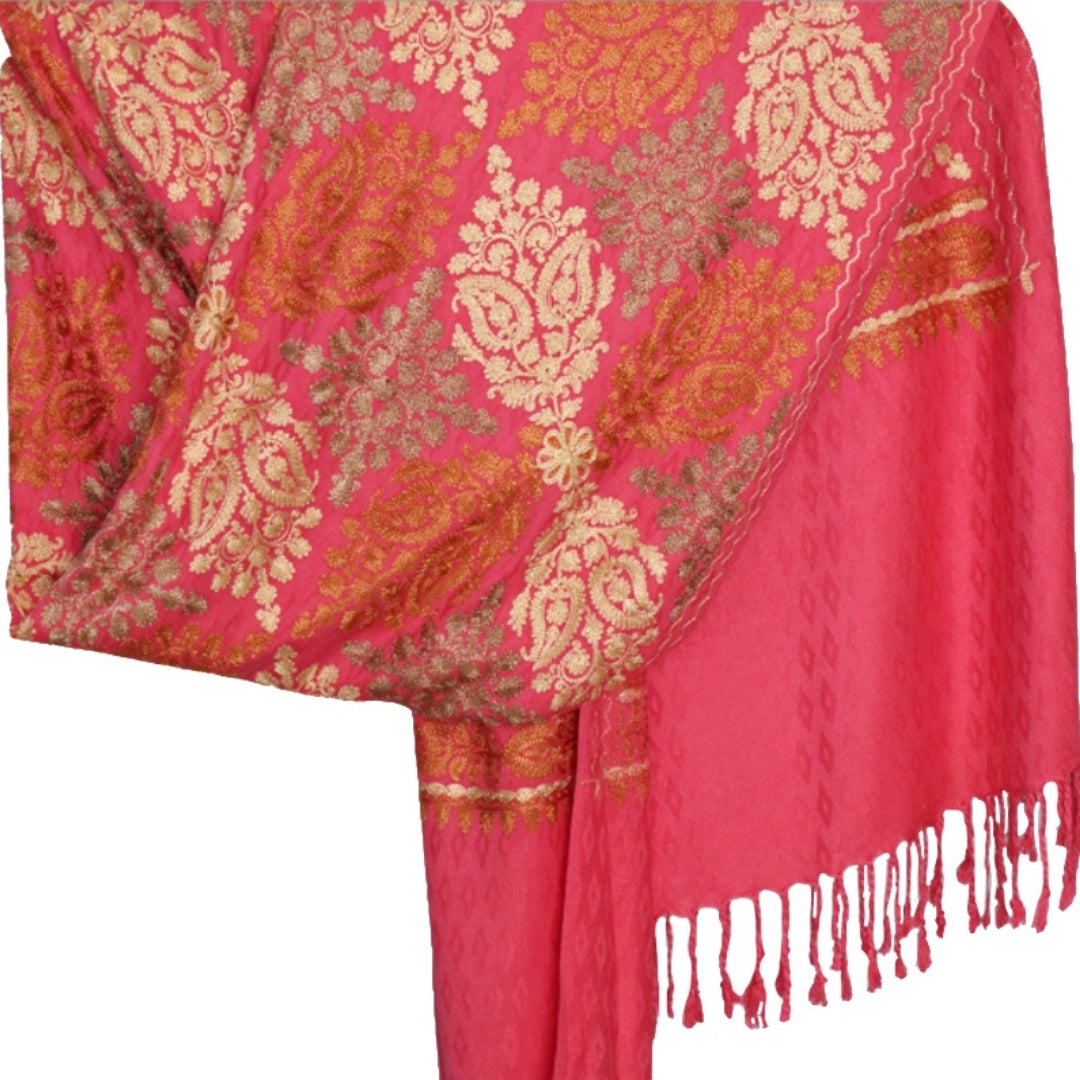 Radish  Odhni Embroidered | Stoles & Shawls | 100% Wool | For Women