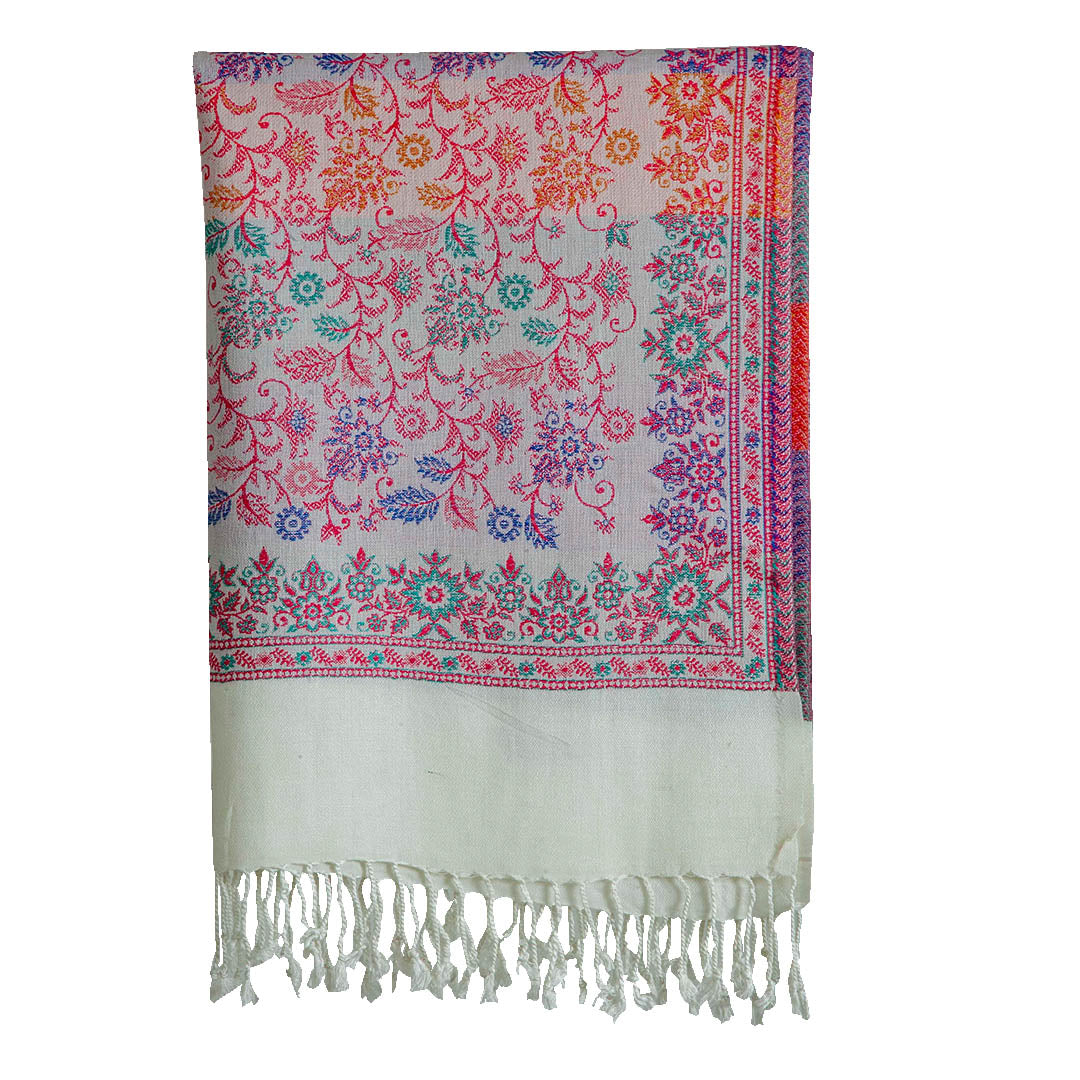 Woolen Stoles & Shawls |White & Multi | 70x210 CM|