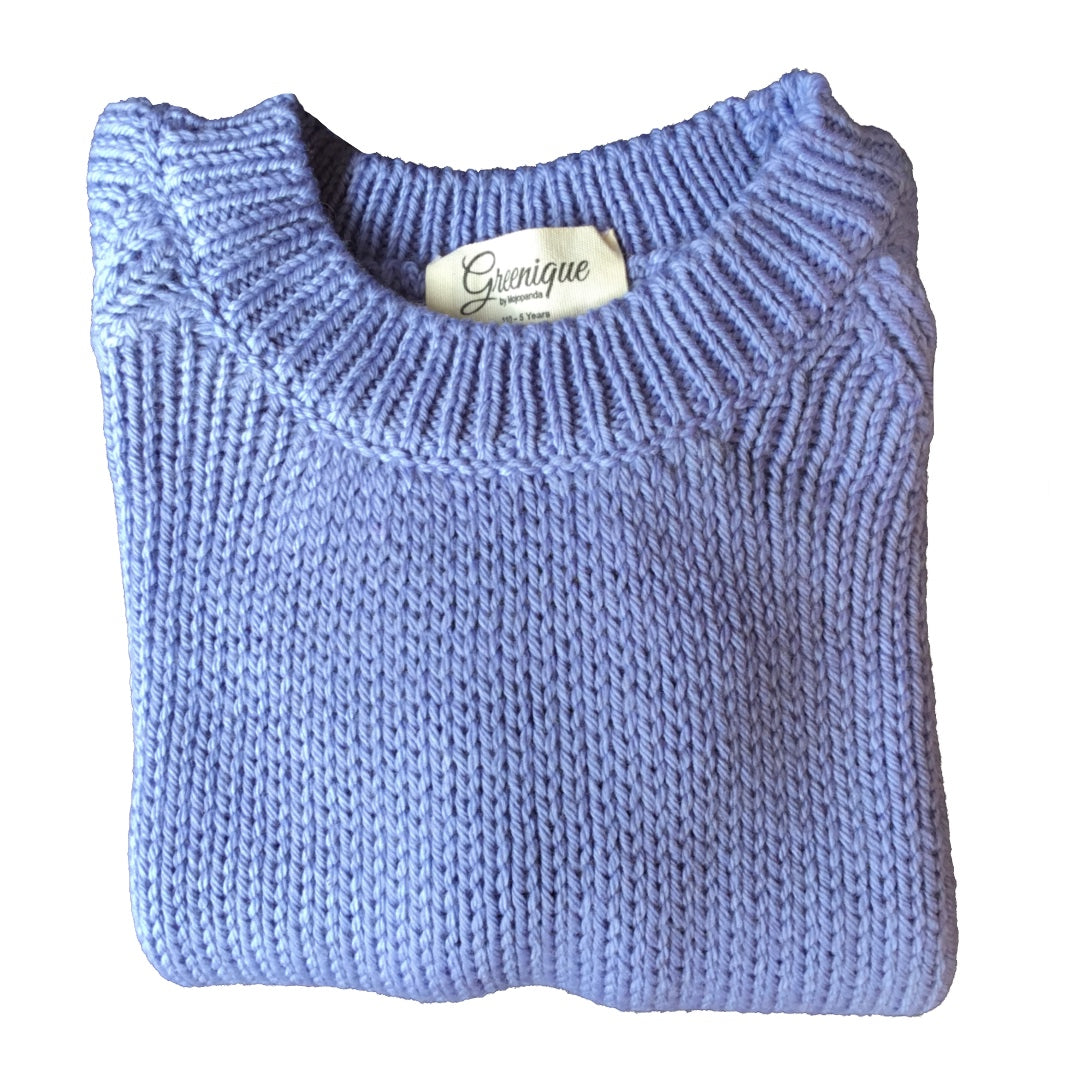Baby Pullover | Hand Knit 100% Wool | Size- 5 years | Color Wild Blue Yonder | Size Length - 39 cm Chest - 34 cm