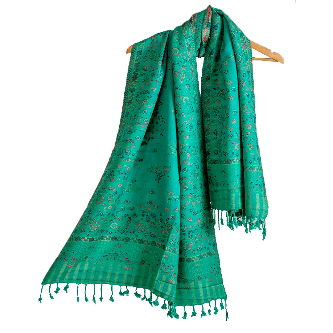 Woolen Stoles & Shawls | Green & Multi| 70x200 CM |