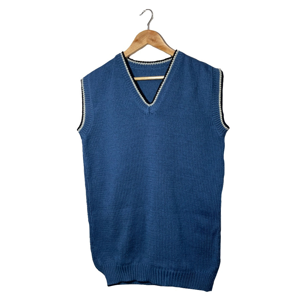 Pullover  V - Neck  Half  Sleeve - Chambray, ivory , Black |  For  Men  |  100% Organic Wool