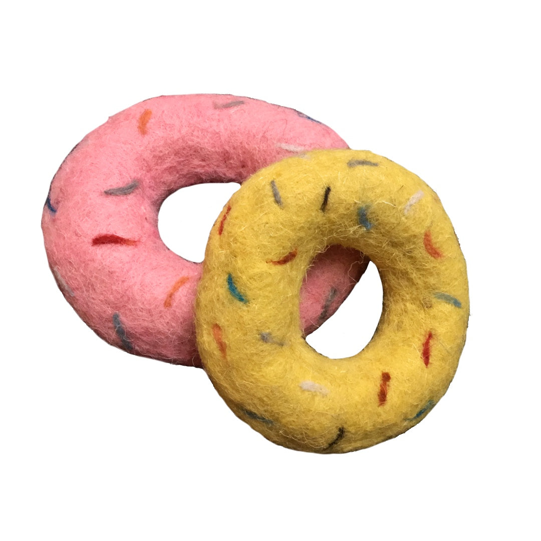 Mojopanda Eco Donut Delight – Handmade Wool Felt Pet Toy for Playful Paws