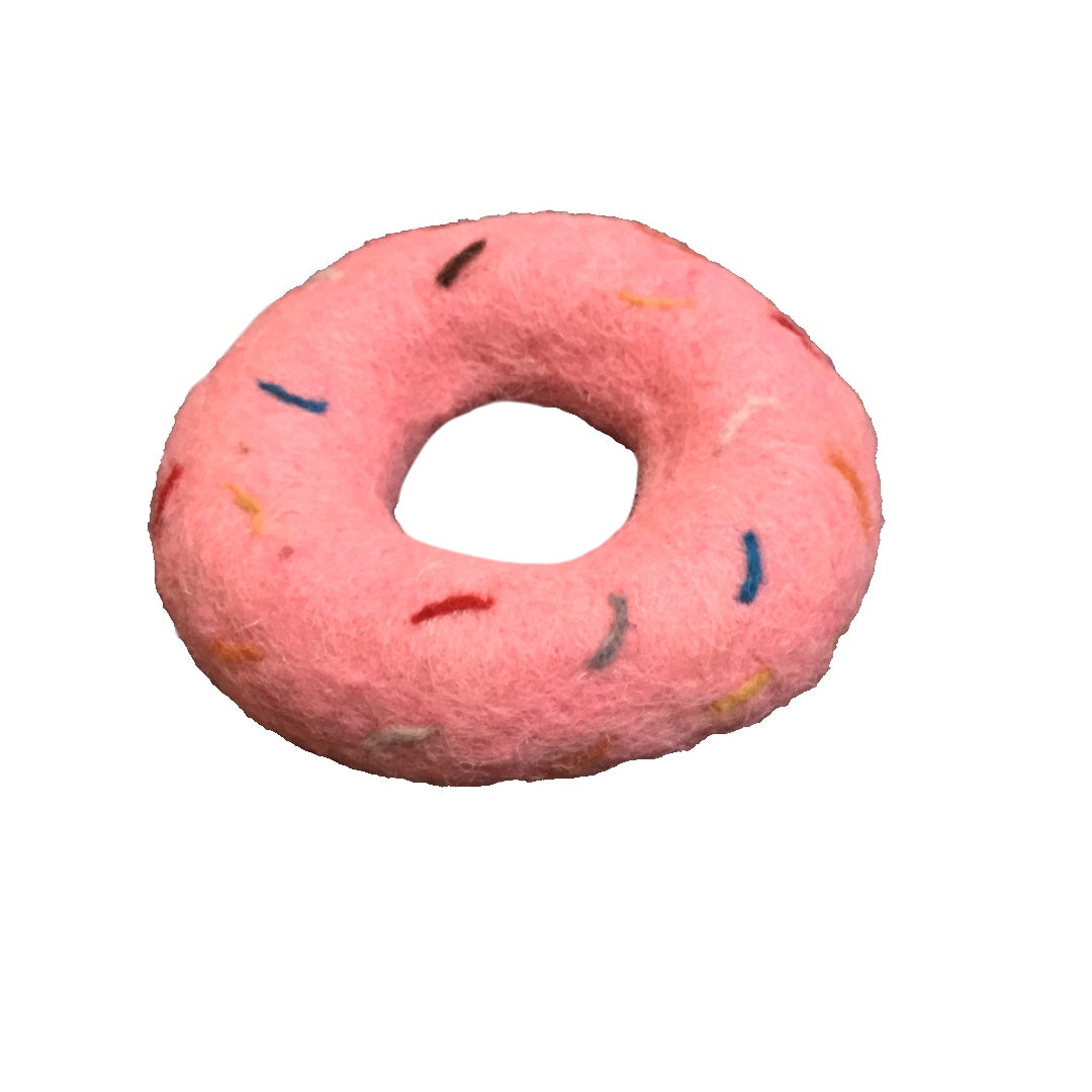 Mojopanda Eco Donut Delight – Handmade Wool Felt Pet Toy for Playful Paws