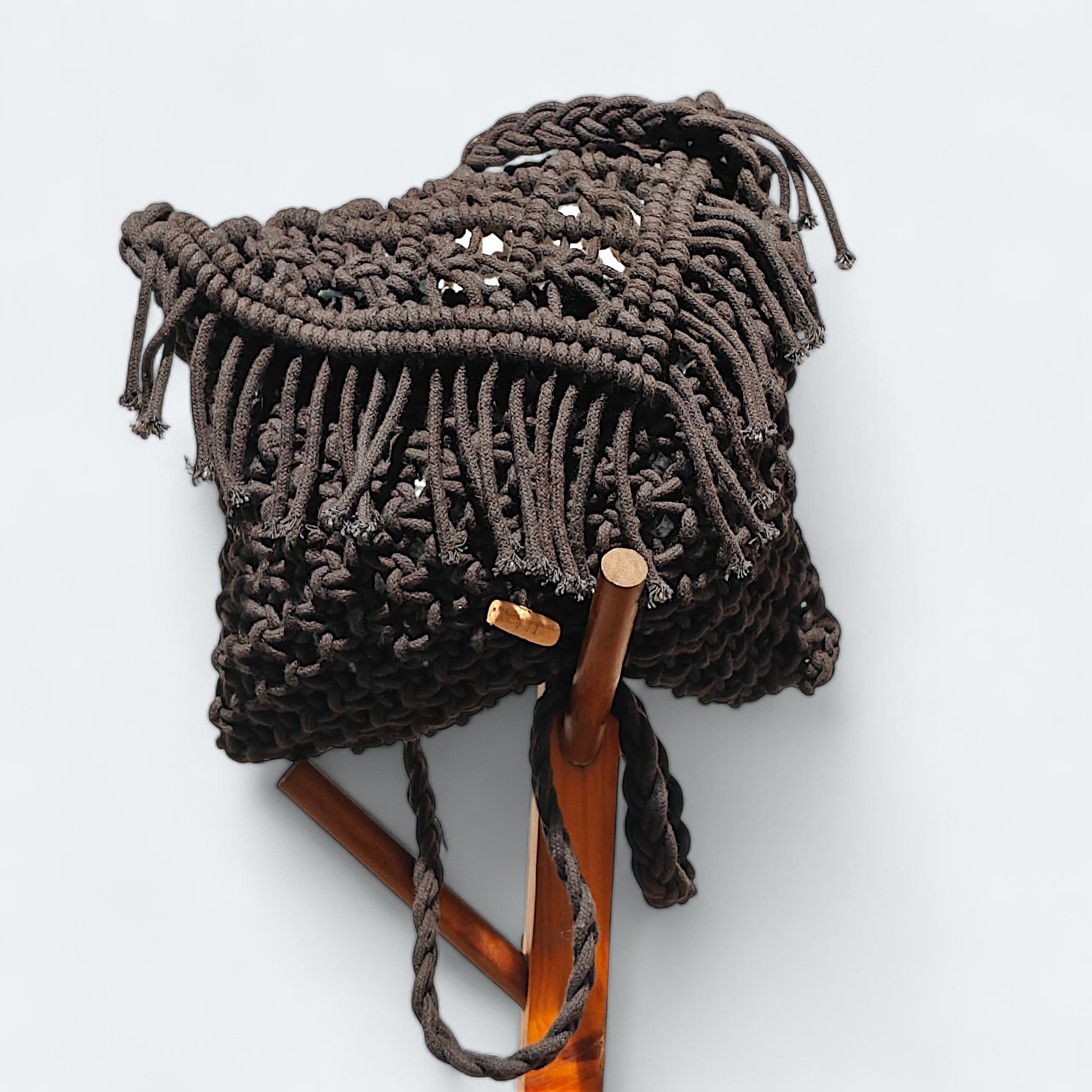 Macramé Cotton Sling Bag – Black Color | Handcrafted &amp; Eco-Friendly