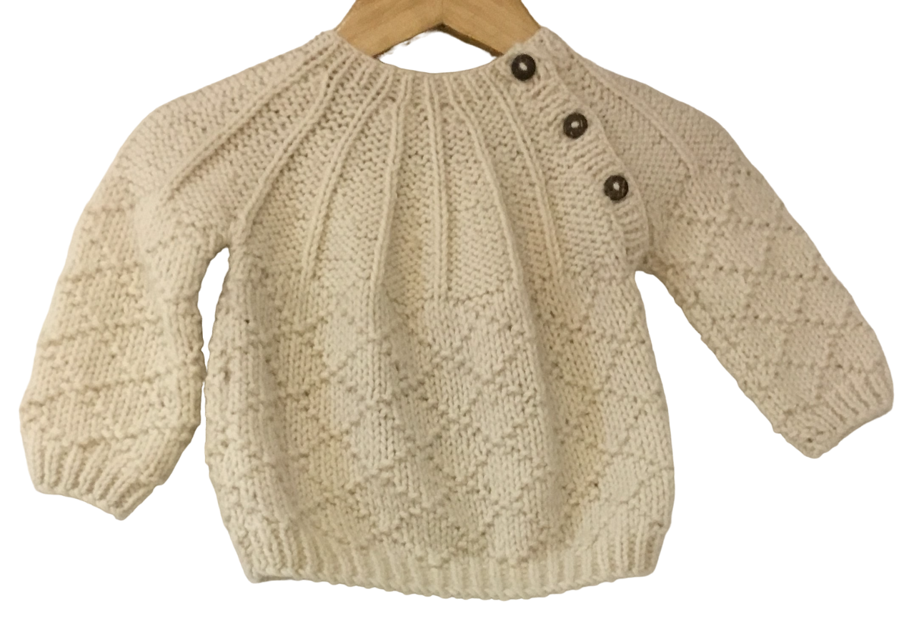 Organic Wool | Pullover | Ivory | Size  - 12 Months |