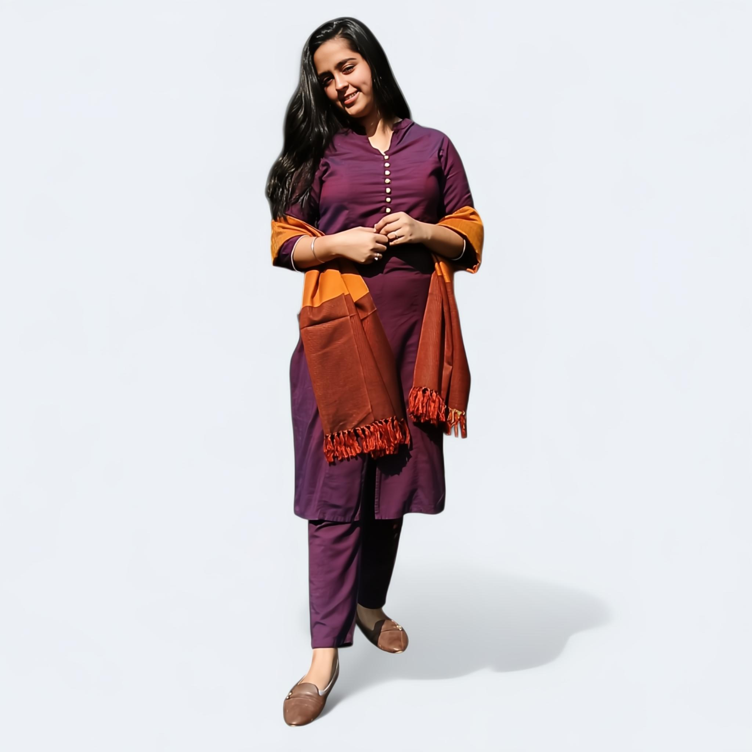 Fiery Orange Jamawar Weaved Odhani | Stoles & Shawls |  For Women