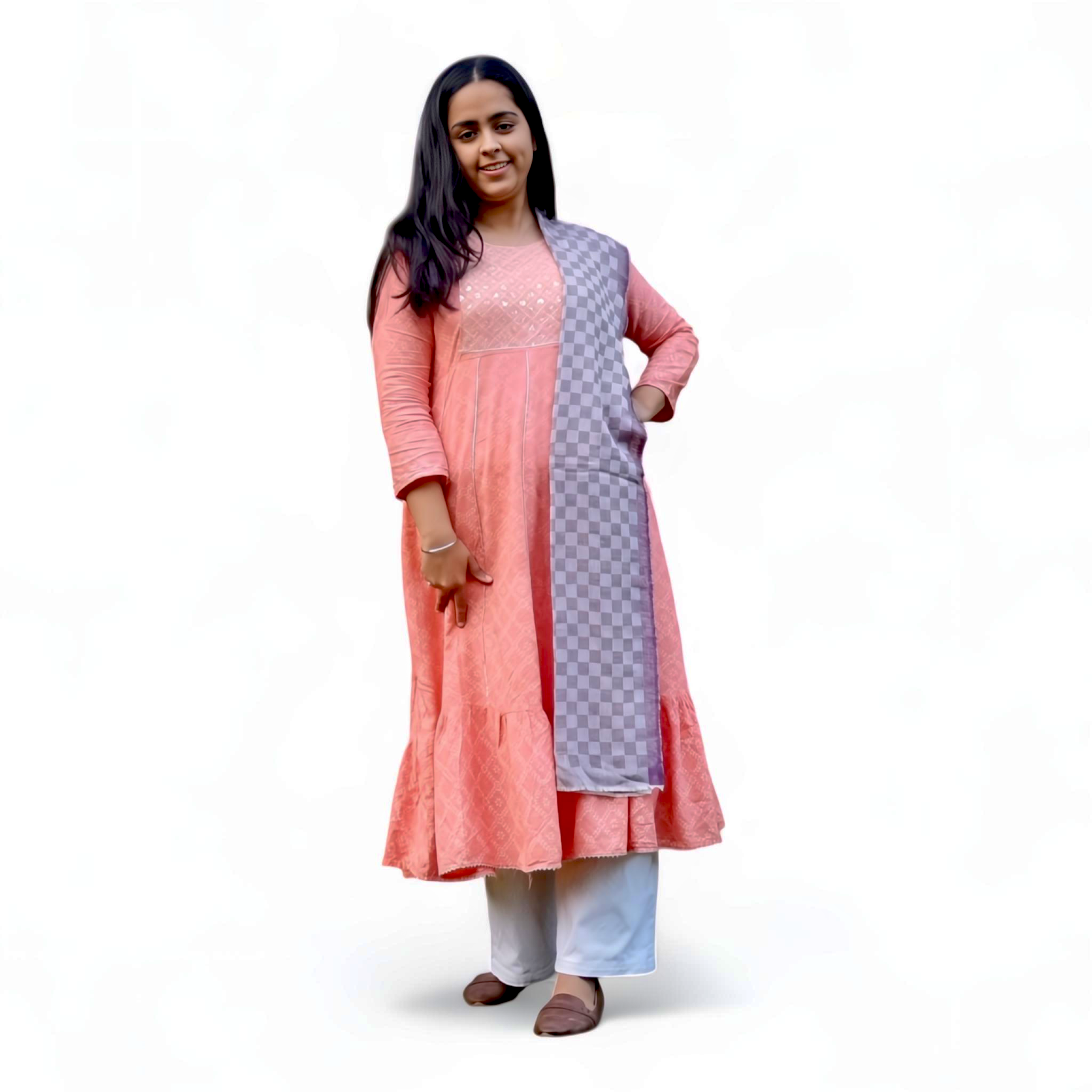 Multicolour Check Wool–Silk Stole for Women | Soft, Lightweight & Elegant