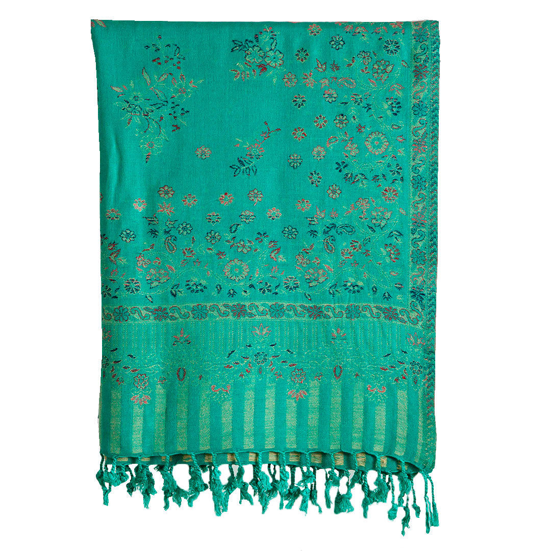 Woolen Stoles & Shawls | Green & Multi| 70x200 CM |