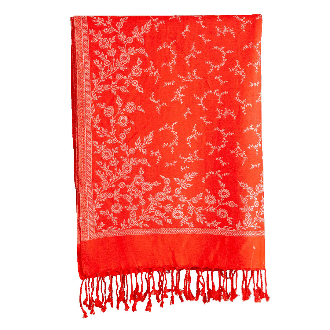 Woolen Stoles & Shawls |Red & Beige | 70x200 CM |