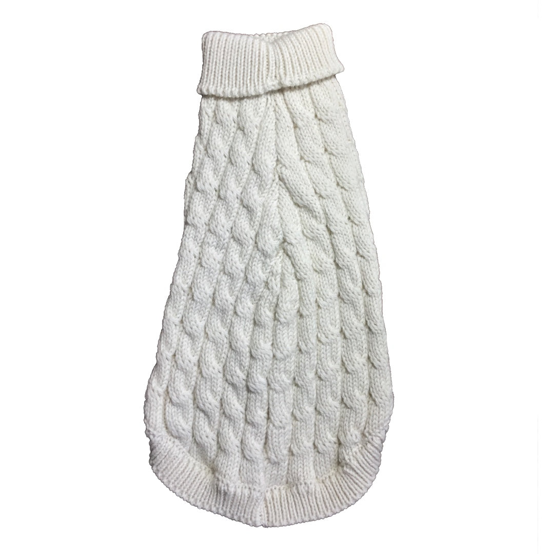 Cozy Comfort Medium White Sweater for Dogs & Cats – Warm, Stretchable & Breathable Winter Wear with Back Straps