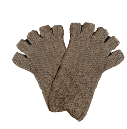 Brown 100% Wool Fingerless Gloves | Soft, Warm & Stylish