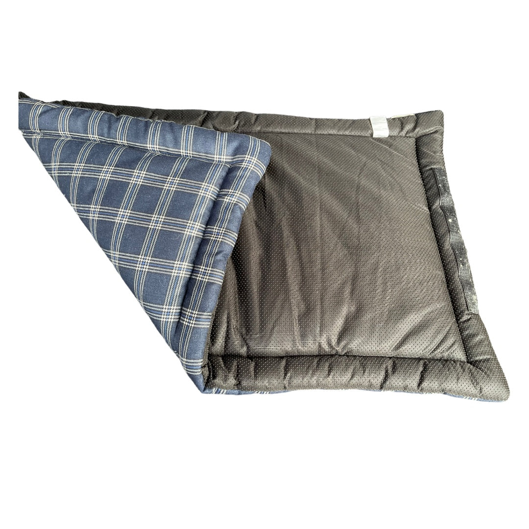 EcoSnug Luxe Dog Mattress – Maroon & Navy | Sustainable Cotton Canvas Pet Bed