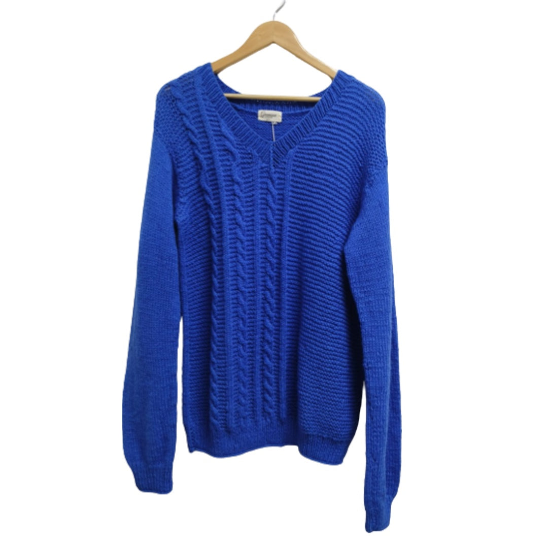 Pullover  V Neck   - Mid Blue   |  For  Men  |  100% Organic Wool