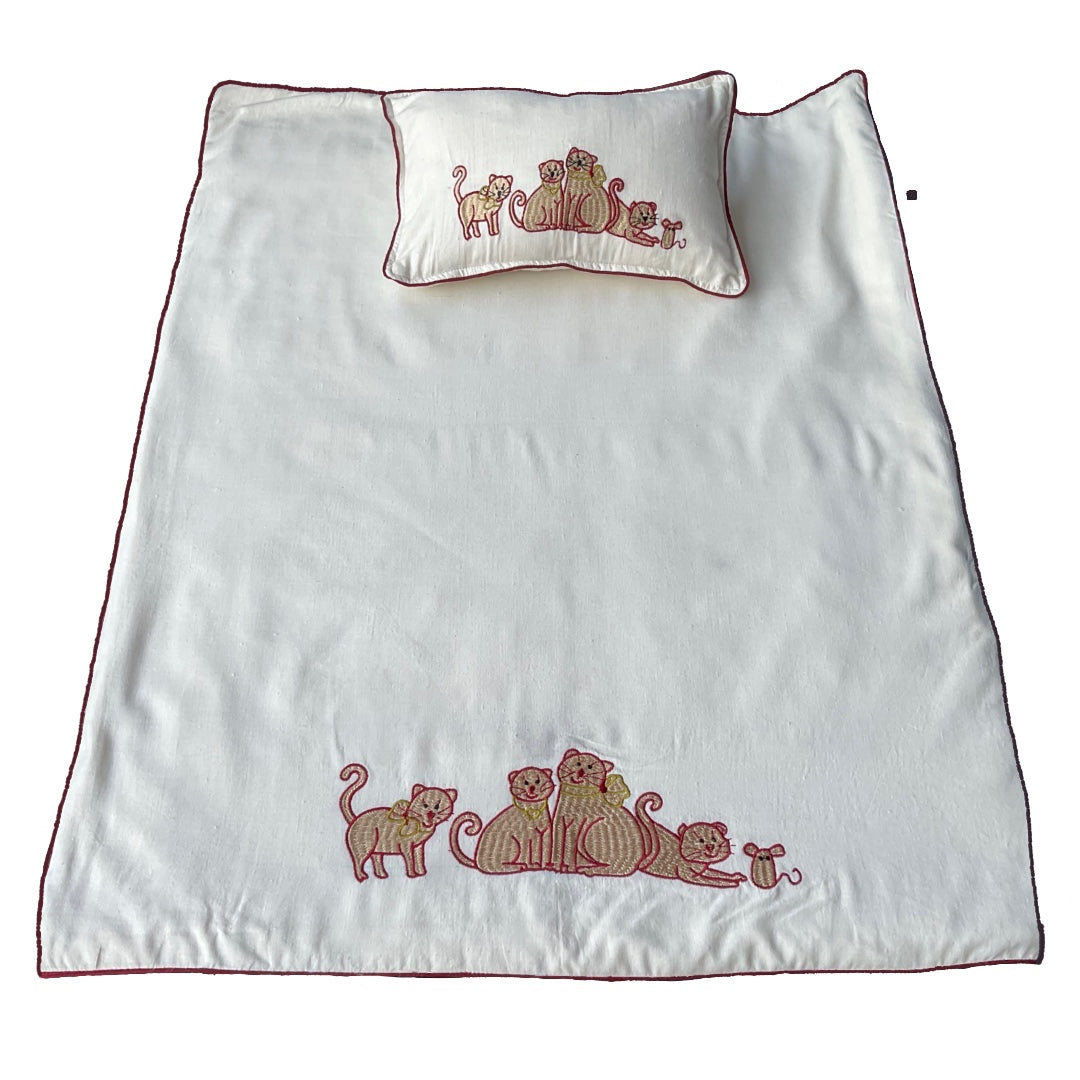 Organic Wool | Eri Silk  Matters  with  Embroidery | Wool Infill